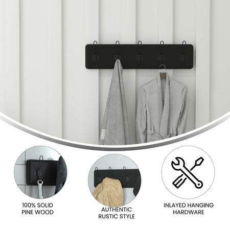 Flash Furniture 24" Black Wall Mount Coat Rack with Hooks HFKHD-GDI-CRE8-432315-GG